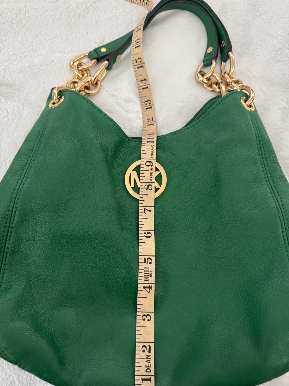 MICHAEL Michael Kors Green Pebbled Leather Shoulder Hobo with Gold Hardware EUC - Picture 11 of 11